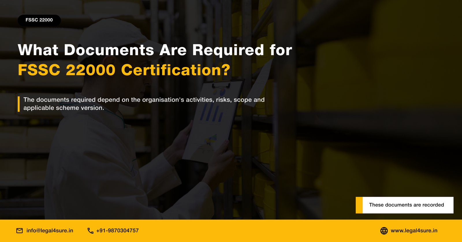 Expert FSSC 22000 Certification in Kolkata: Process, Cost and Consultants 2 Quality officer reviewing documents on clipboard – what documents are required for FSSC 22000 certification
