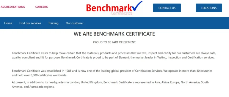Benchmark Certificate