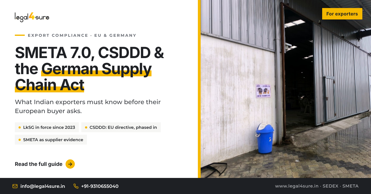 Factory exterior – SMETA 7.0 CSDDD and German Supply Chain Act guide for Indian exporters by legal4sure